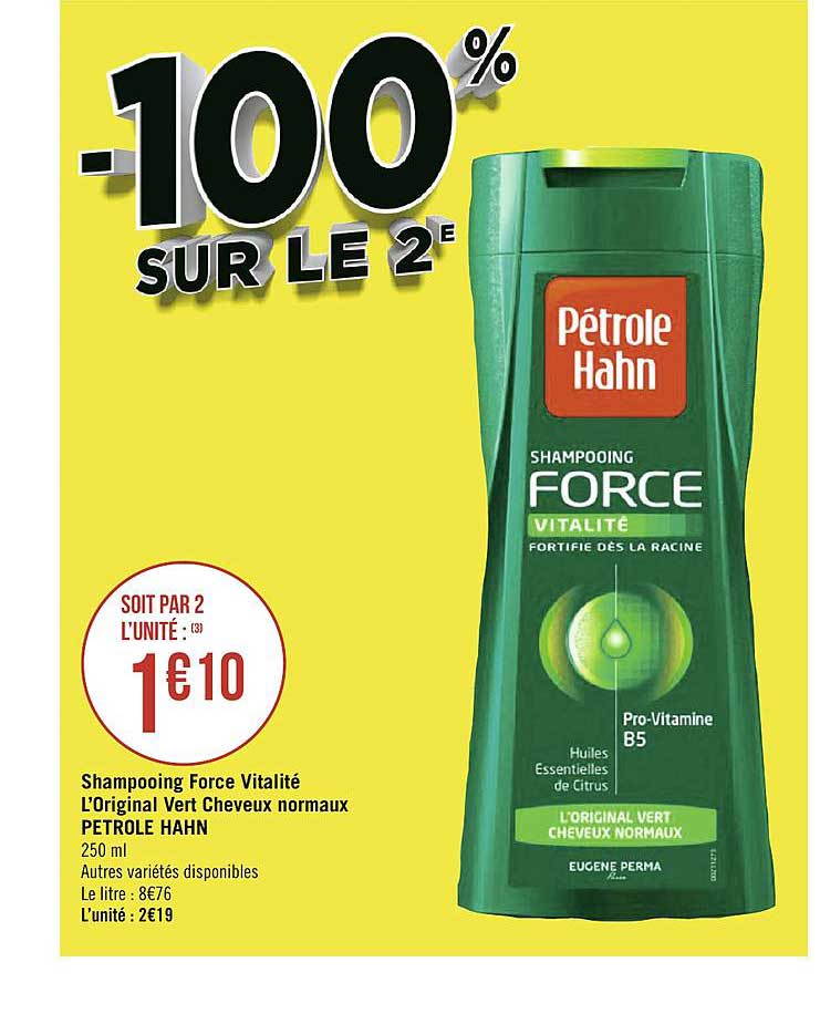 shampooing force vitalité l'original vert cheveux normaux petrole hahn -100% sur le 2e