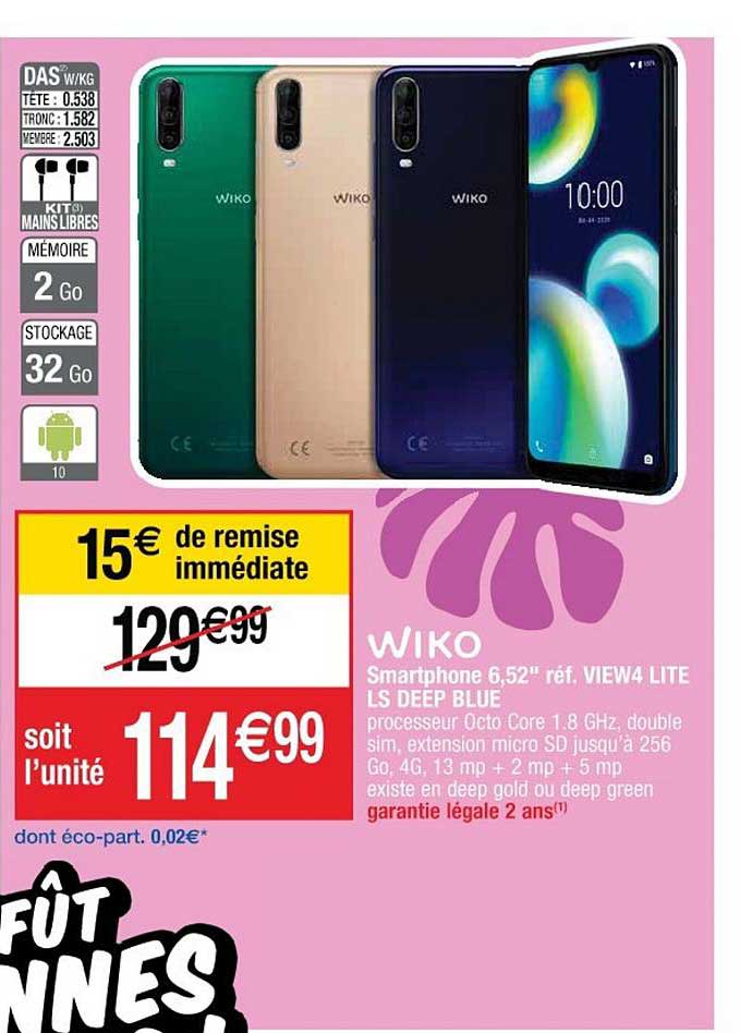 smartphone 6.52'' réf. view4 lite ls deep blue wiko