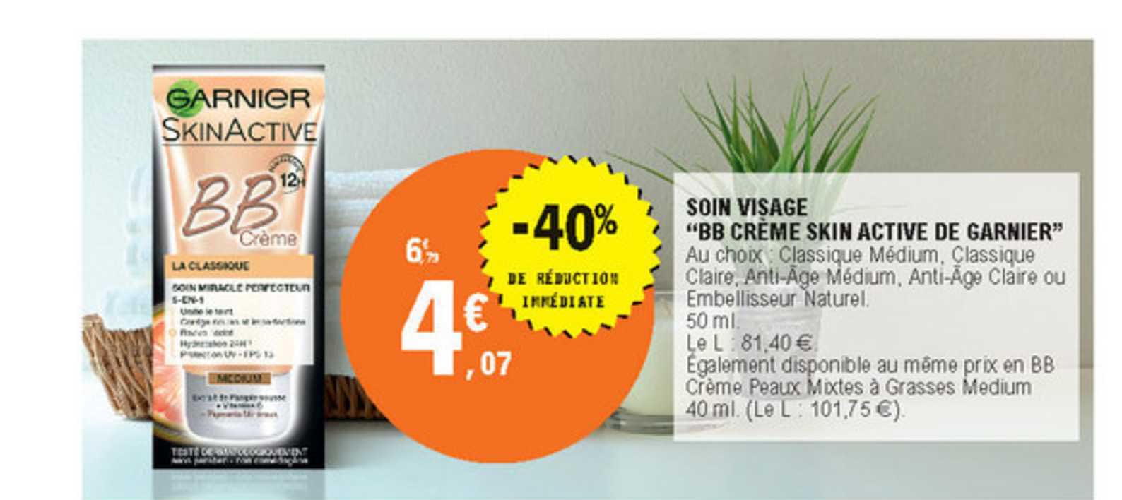 Soin Visage "bb Crème Skin Ctive De Garnier" -40% De Réduction Immédiate