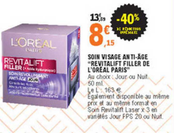 soin visage anti âge "revitalift filler de l'oréal pris"