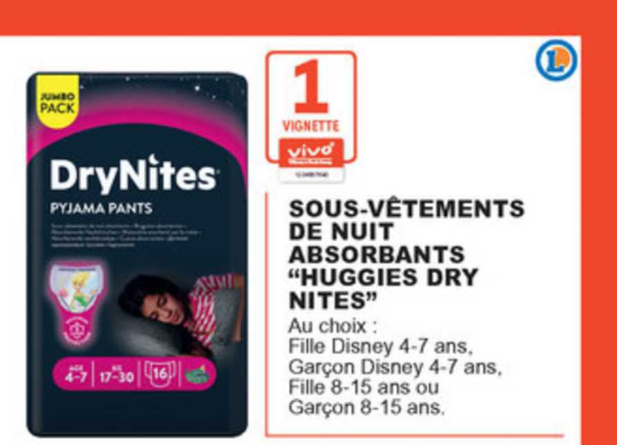 sous vêtements de nuit absorbnts "huggies dry nites"