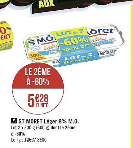 st môret léger 8% m.g. le 2ème à -60%
