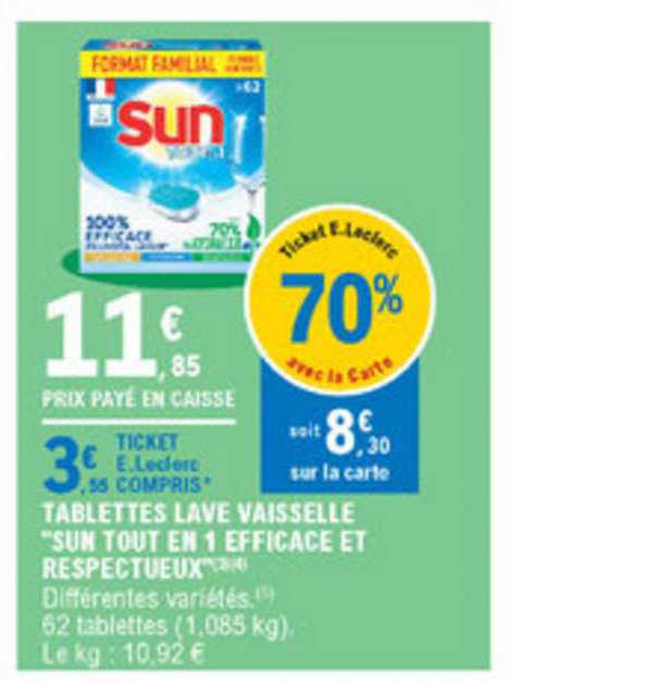 tablettes lave vaisselle "sun tout en 1 efficace et respectueux"