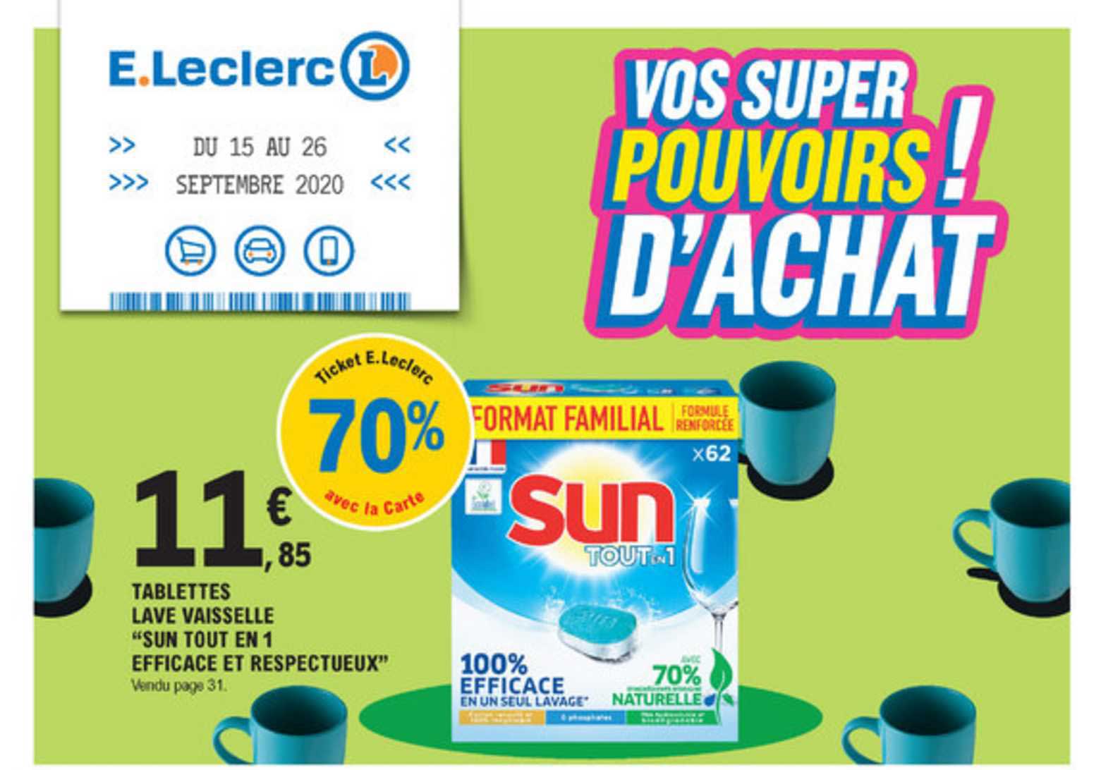 tablettes lave vaisselle "sun tout en 1 efficace et respectueux"