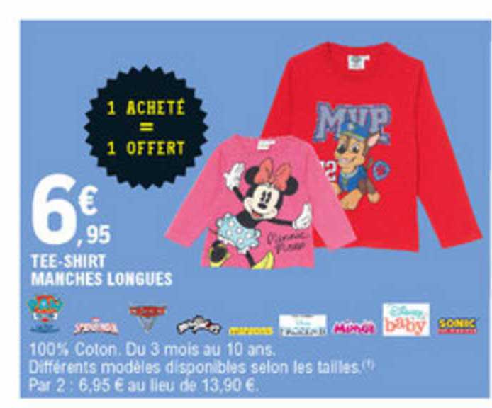 tee shirt manches longue 1 acheté = 1 offert