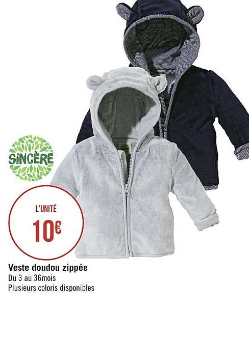 veste doudou zippée sincère