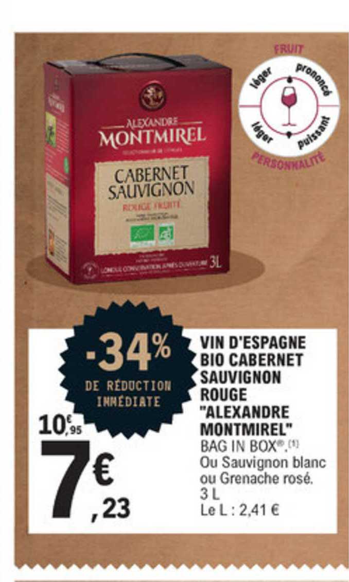 vin d'espagne bio cabernet sauvignon rouge "alexandre montmirel" -34% de réduction immédiate