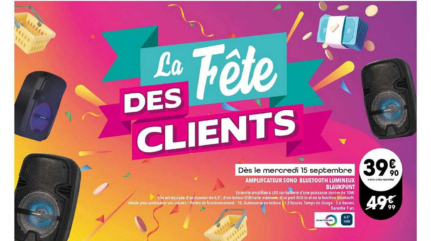 amplificateur sono bluetooth lumineux blaukpunk