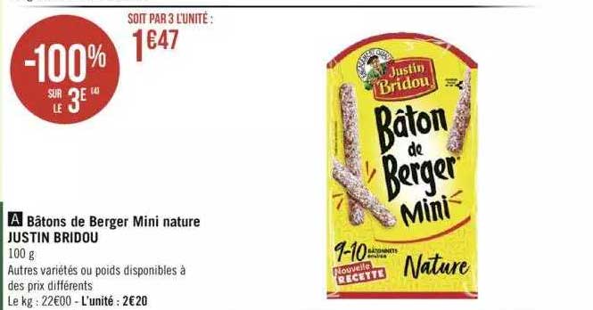 bâtons de berger mini nature justin bridou