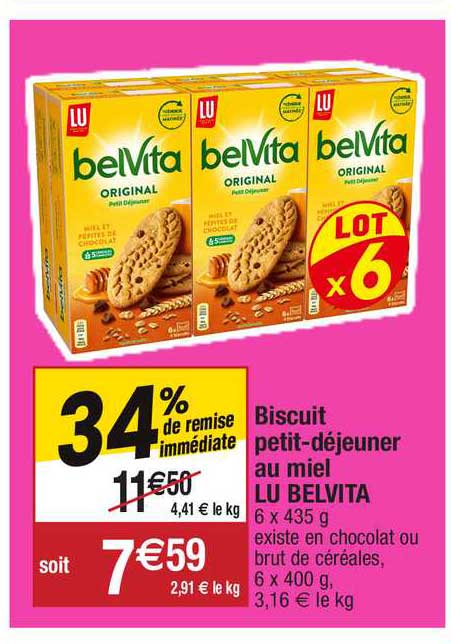 biscuit petit-déjeuner au miel lu belvita