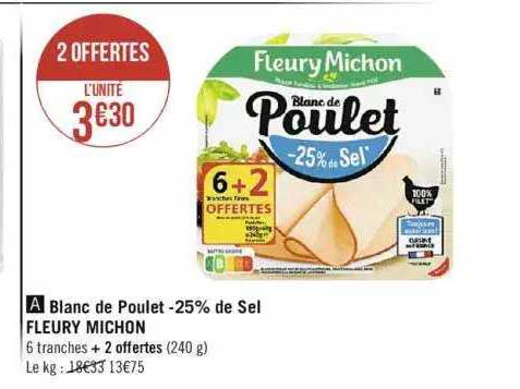 blanc de poulet -25% de sel fleury michon