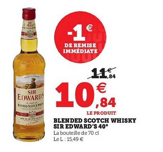 blended scotch whisky sir edward's 40°