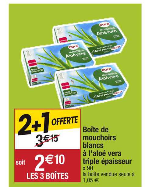 boîte de moumchoirs blancs à l'aloé vera triple épaisseur