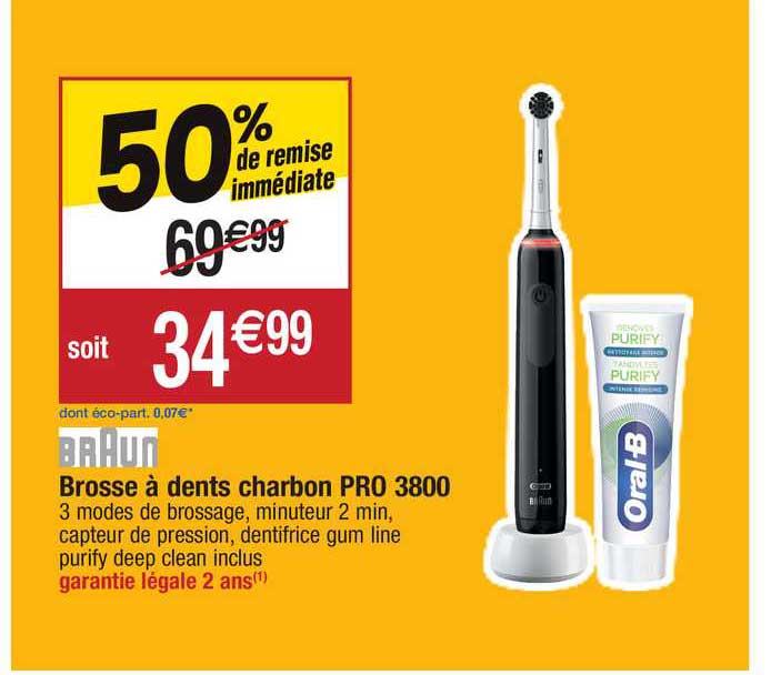Brosse à Dents Charbon Pro 3800 Braun