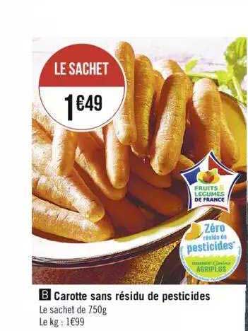 carottes sans résidu de pesticides
