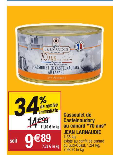 cassoulet de castelnaudary au canard "70 ans" jean larnaudie