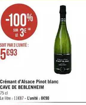 crémant d'alsace pinot blanc cave de beblenheim