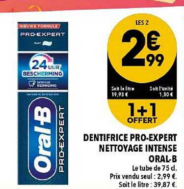 dentifrice pro-expert nettoyage intense oral-b