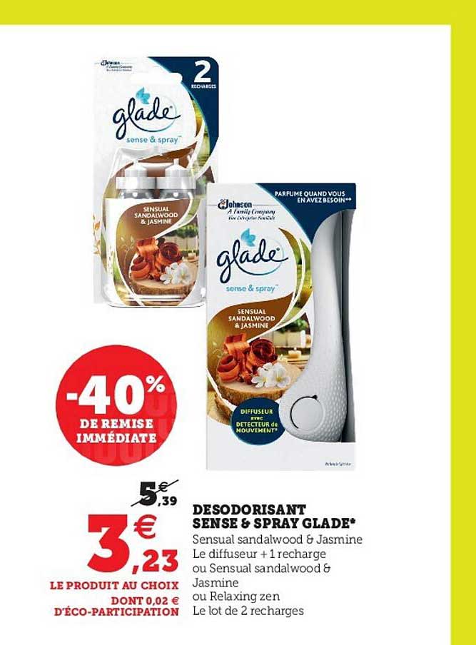 désodorisant sense & spray glade