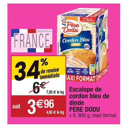 escalope de cordon bleu de dinde père dodu