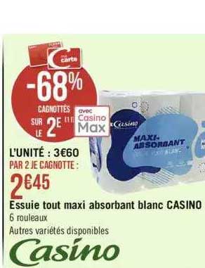 essuie tout maxi absorbant blanc casino