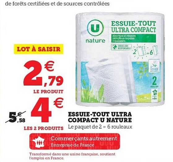 essuie-tout ultra compact u nature