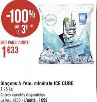 glaçons à l'eau minérale ice cube