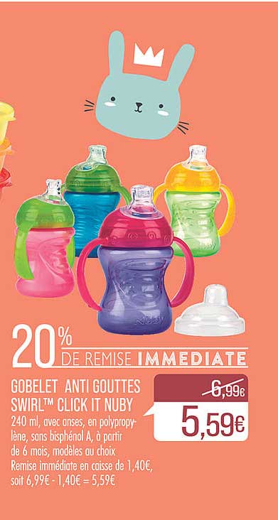 gobelet anti gouttes swirl click it nuby