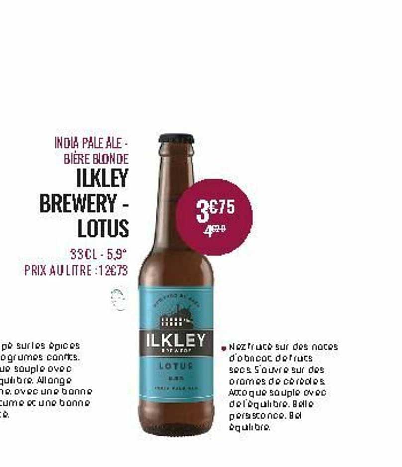 india pale ale - bière blonde ilkley brewery - lotus