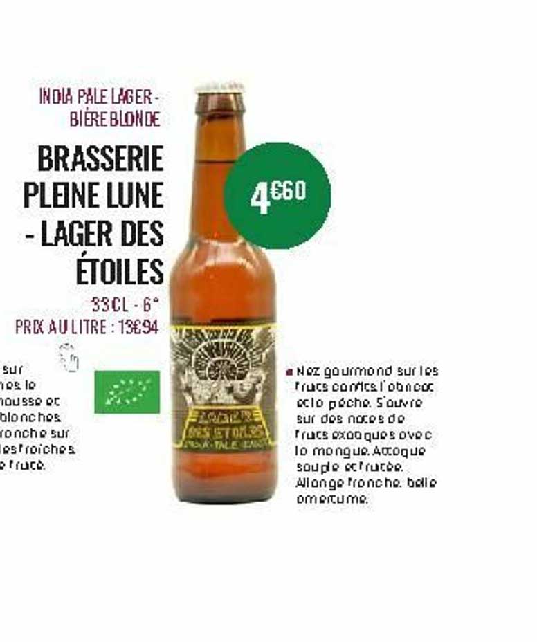 india pale lager - bière blonde brasserie pleine lune - lager des étoiles