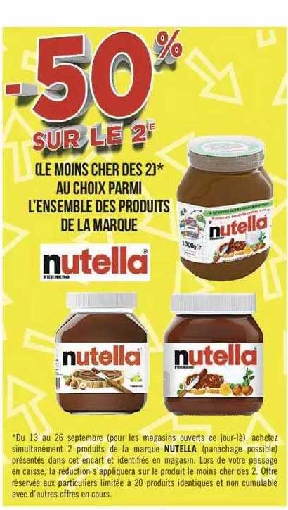 l'ensemble des produits de la marque nutella