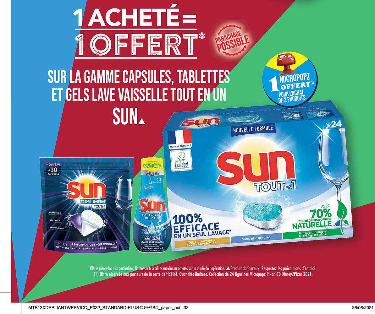 la gamme capsules, tablettes et gels lave vaisselle tout en un sun