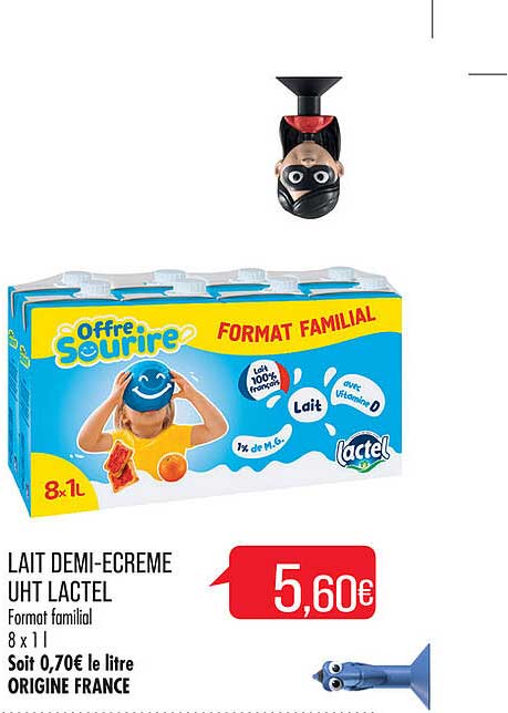 lait demi-écrémé uht lactel