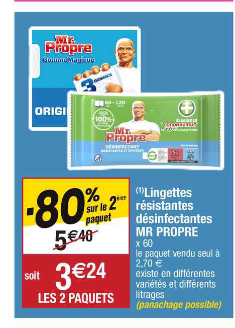 lingettes résistantes désinfectantes mr propre