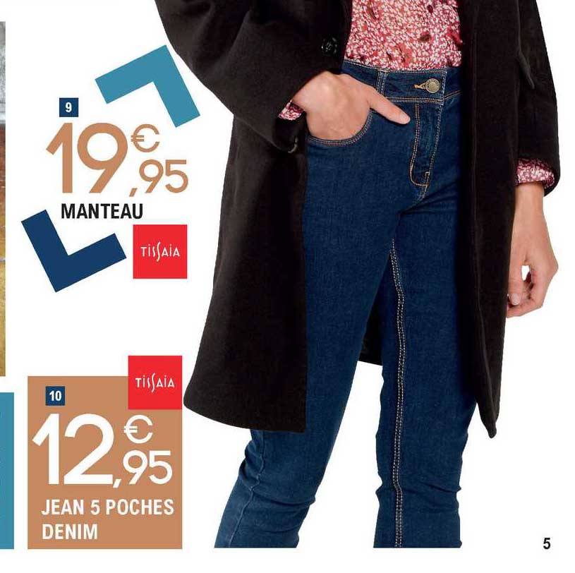 Manteau Tissaia, Jean 5 Poches Denim Tissaia