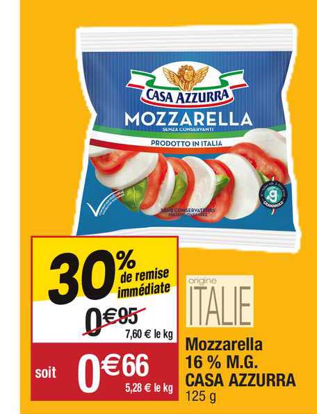 mozzarella 16% m.g. casa azzurra