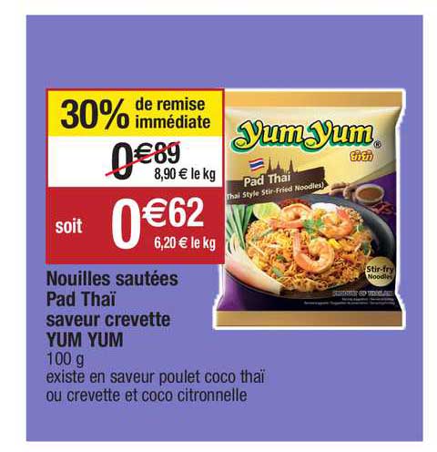 Nouilles Sautées Pad Thaï Saveur Crevette Yum Yum