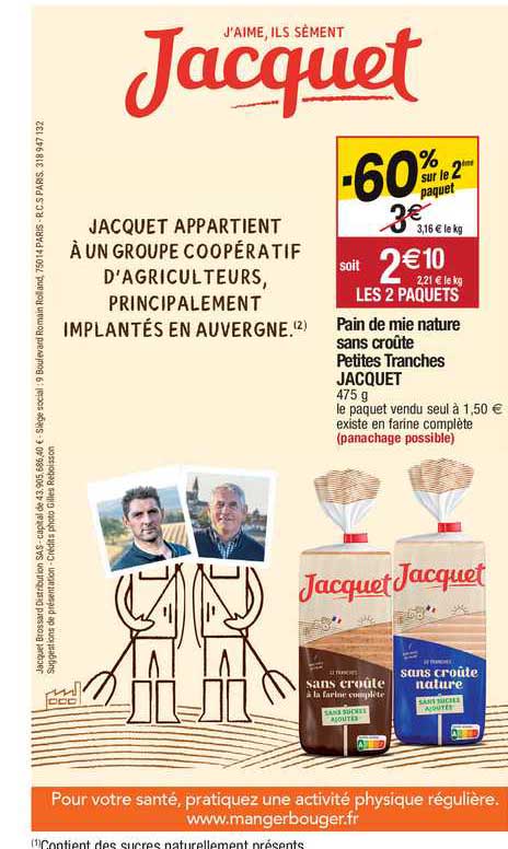 pain de mie nature sans croûte petites tranches jacquet