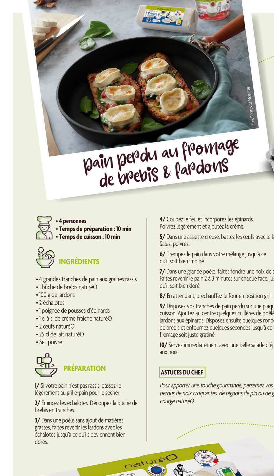 pain perdu au fromage de brebis & lardons