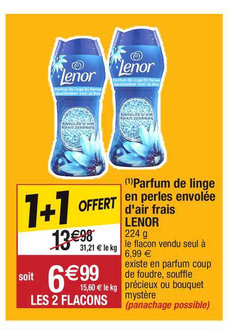 parfum de linge en perles envolée d'air frais lenor