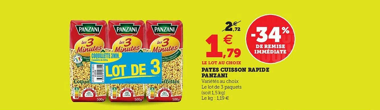 Pâtes Cuisson Rapide Panzani -34% De Remise Immédiate
