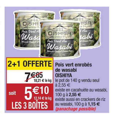 pois vert enrobés de wasabi oishiya