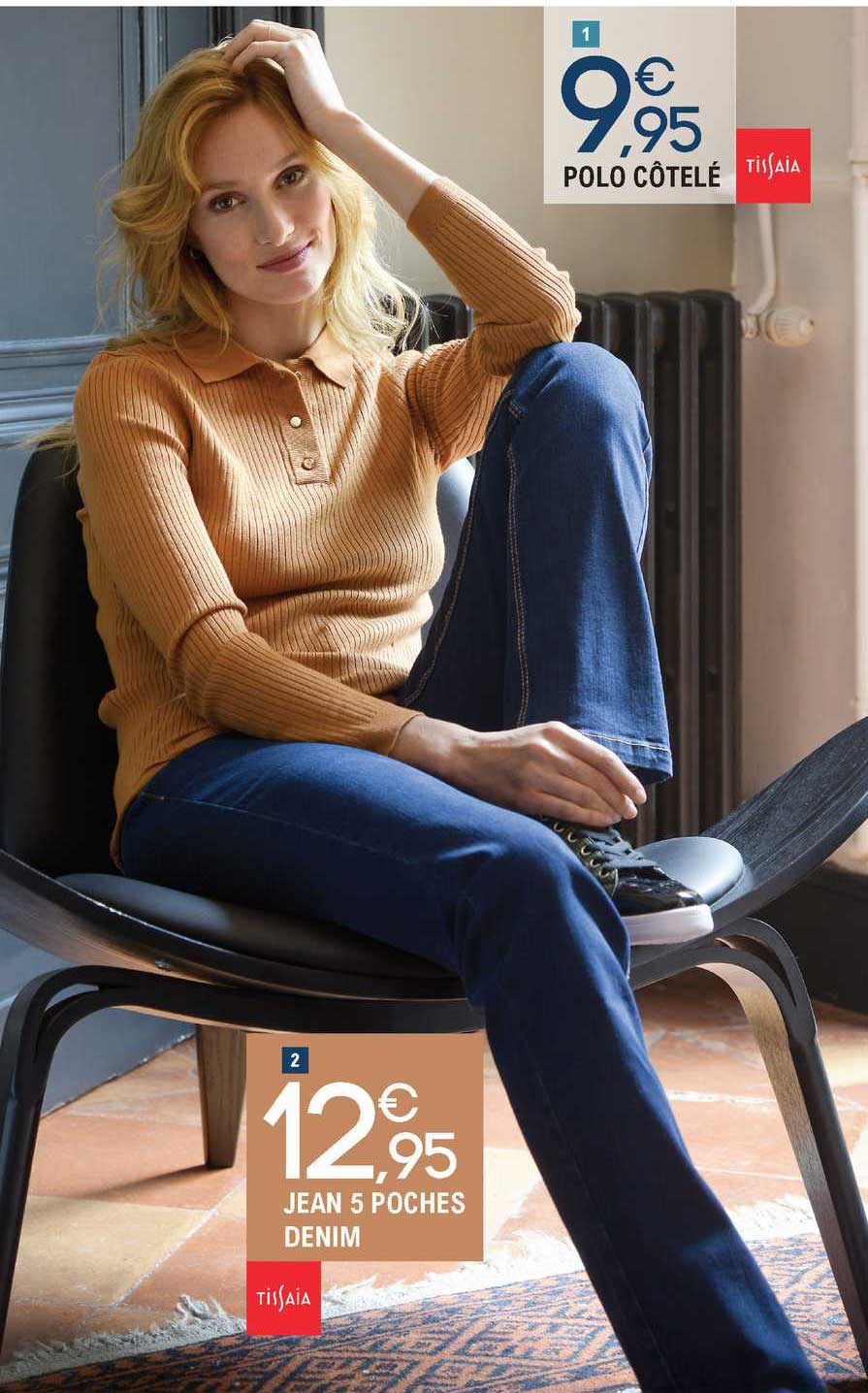 Polo Côtelé Tissaia, Jean 5 Poches Denim Tissaia