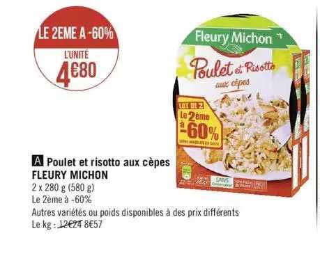 poulet et risotto aux cèpes fleury michon