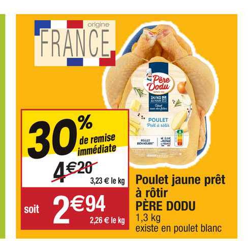poulet jaune prêt à rôtir père dodu