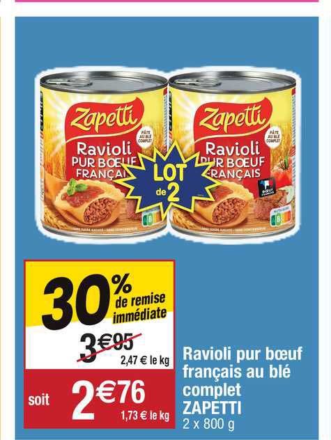 Ravioli Pur Bœuf Français Au Blé Complet Zapetti