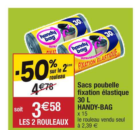 sacs poubelle fixation élastique 30 l handy-bag