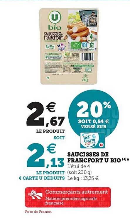 saucisses de francfort u bio