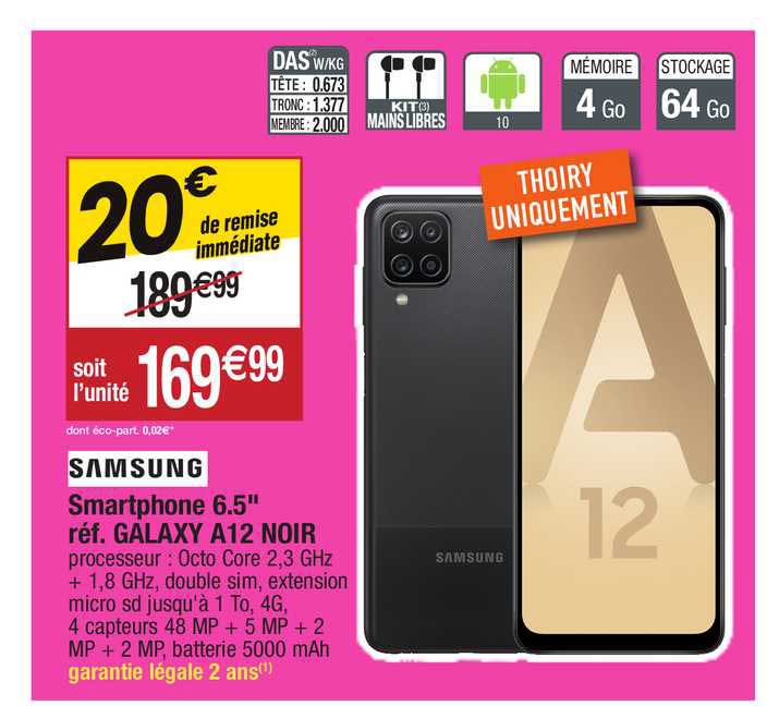 smartphone 6.5" samsung galaxy a12 noir
