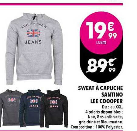 sweat à capuche santino lee cooper